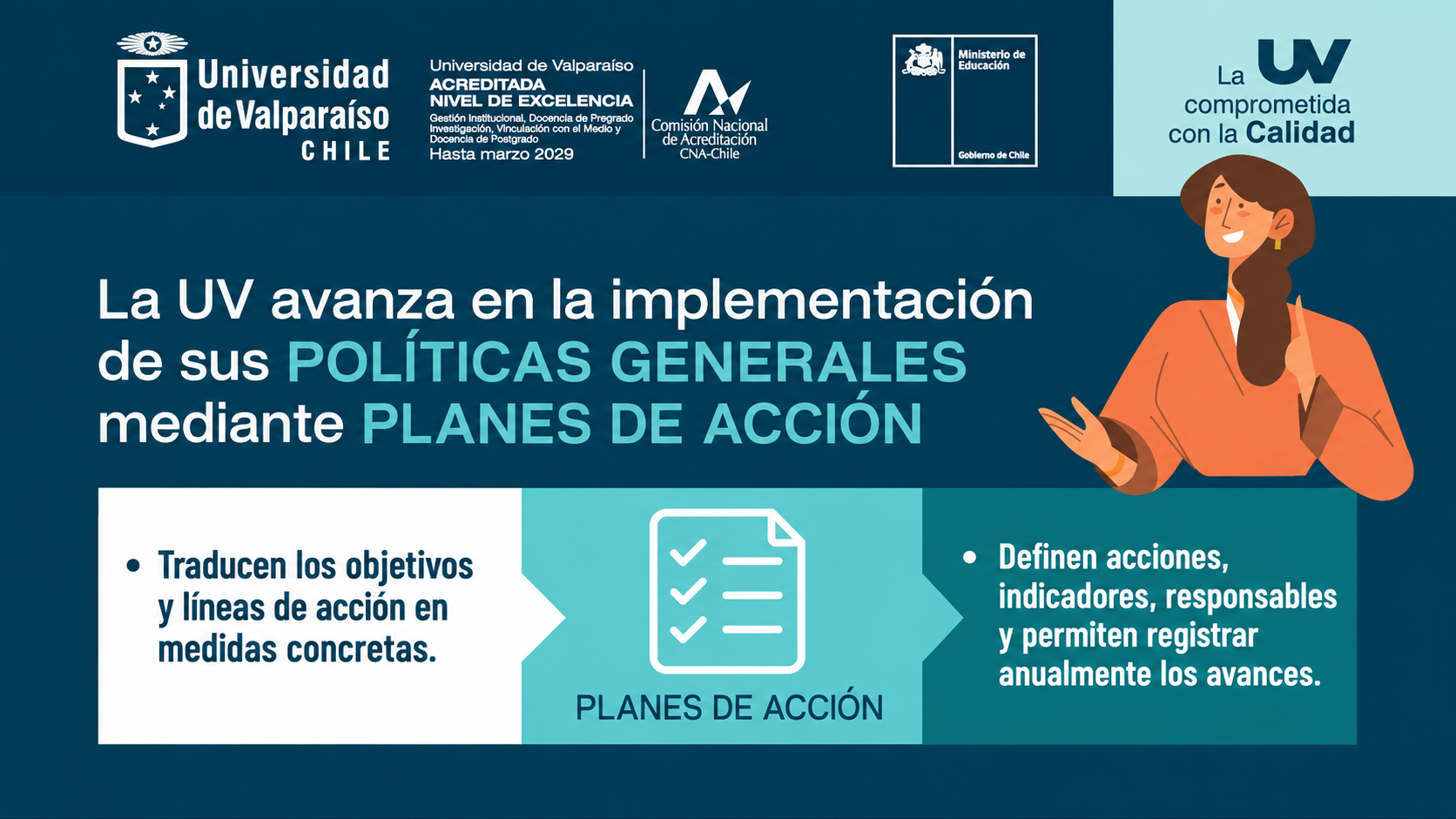 Implementación de las Políticas Generales de la Universidad de Valparaíso mediante planes de acción
